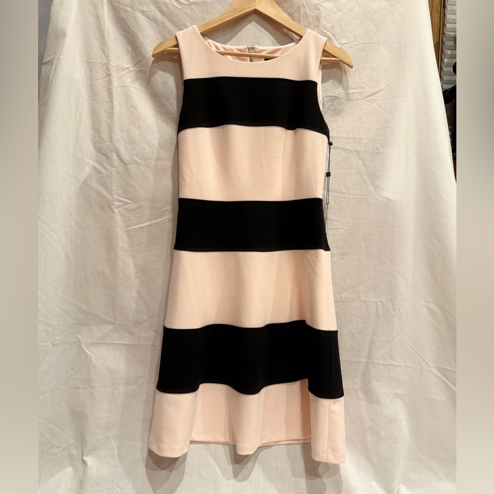 Tommy Hilfiger Colorblock Blush & Black Fit & Flare Dress- Size 2 NWT